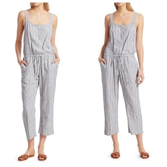 Rails Brooklyn Jumpsuit Greenwich Stripe medium gray pantsuit - Picture 1 of 8